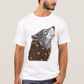 Mandala-spiegelwerk Wolf-kunst T-shirt (Voorkant)