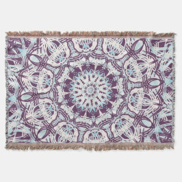 Mandala Spirituele Kaleidoscoop Blauw Paars Wit. Deken