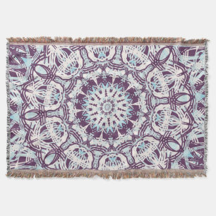 Mandala Spirituele Kaleidoscoop Blauw Paars Wit. Deken