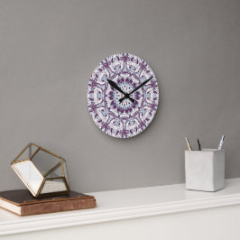 Mandala Spirituele Kaleidoscoop Blauw Paars Wit. Ronde Klok