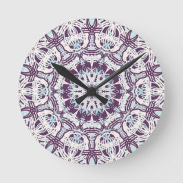 Mandala Spirituele Kaleidoscoop Blauw Paars Wit. Ronde Klok