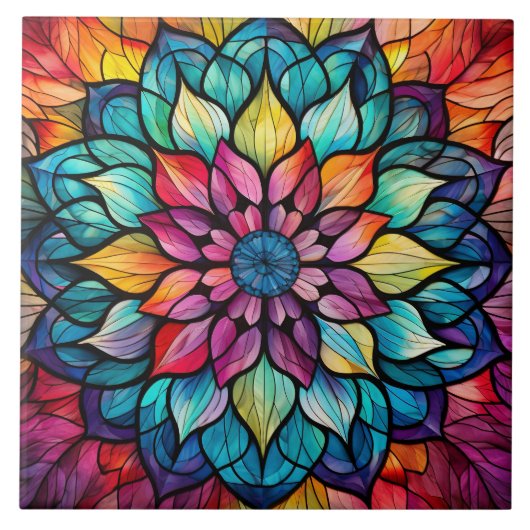 Mandala Stained Glass Tegeltje (Voorkant)