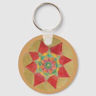 Mandala Star Button sleutelhanger