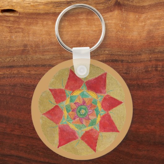 Mandala Star Button sleutelhanger (Voorkant)