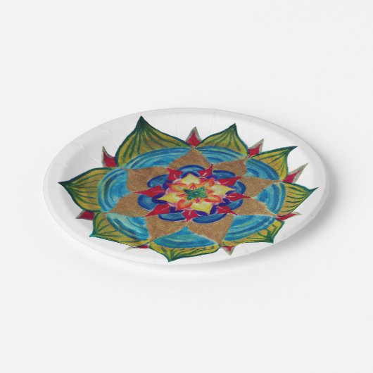 Mandala Star Flower Paper Borden Papieren Bordje (Gekanteld)