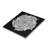 Mandala Star Flower Zwart-wit Keramische Tegel Tegeltje (Zijkant)