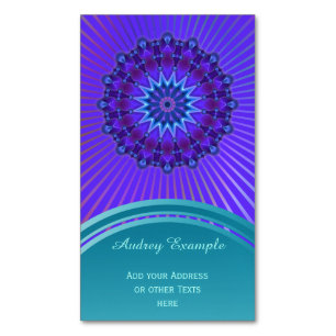 Mandala Star in violet blauw + je rug. en ideeën Magnetisch Visitekaartje