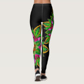 Mandala Star Power, levendige multicolor op zwart Leggings (Achterkant)
