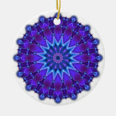 Mandala ster in blauw keramisch ornament (Voorkant)