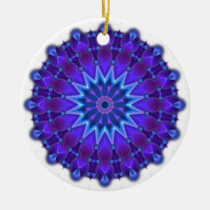 Mandala ster in blauw keramisch ornament