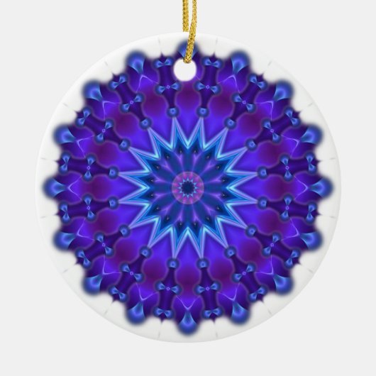 Mandala ster in blauw keramisch ornament (Voorkant)