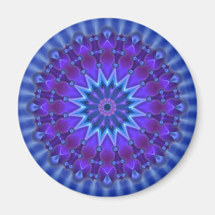 Mandala ster in blauw   koningsbloem magneet