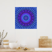 Mandala ster in blauw | koningsbloem poster (Keuken)