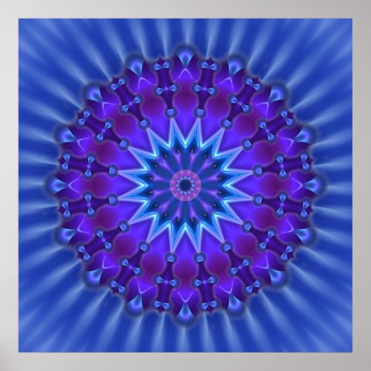 Mandala ster in blauw | koningsbloem poster (Voorkant)