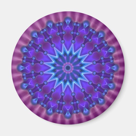 Mandala ster in blauw | magenta bloem magneet (Voorkant)