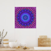 Mandala ster in blauw | magenta bloem poster (Keuken)
