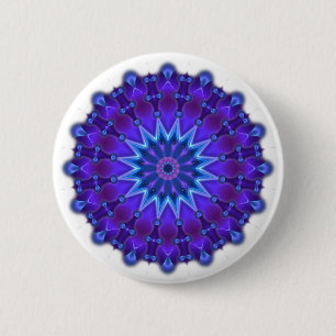 Mandala ster in blauw ronde button 5,7 cm