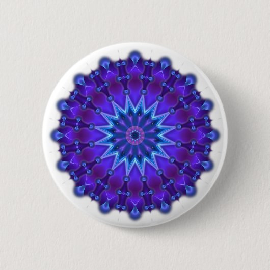 Mandala ster in blauw ronde button 5,7 cm (Voorkant)