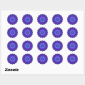 Mandala ster in blauw ronde sticker (Vel)