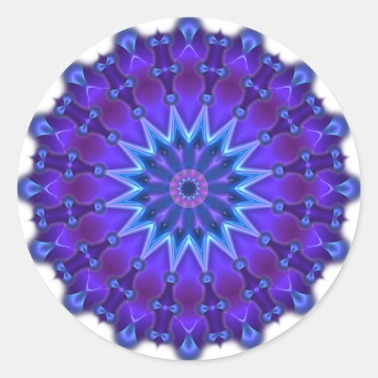 Mandala ster in blauw ronde sticker (Voorkant)