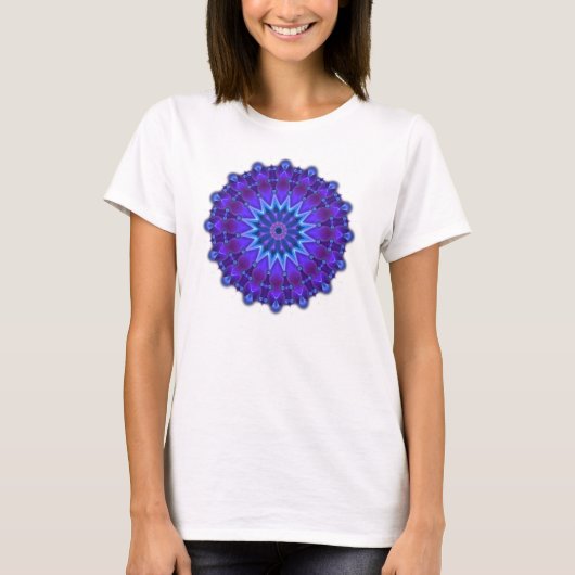 Mandala ster in blauw t-shirt (Voorkant)