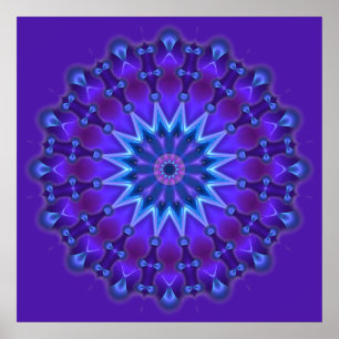 Mandala ster in blauw   violet poster