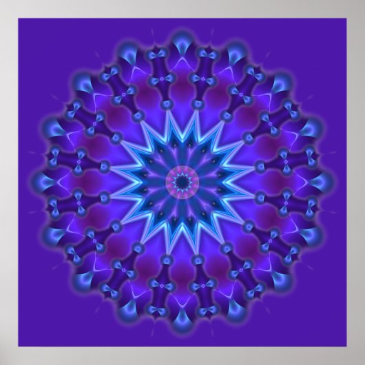 Mandala ster in blauw | violet poster (Voorkant)
