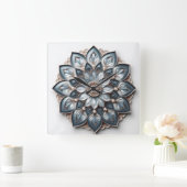 mandala stijl ornament vierkante klok (Huis)