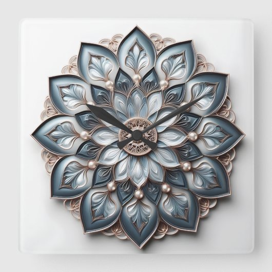 mandala stijl ornament vierkante klok (Voorkant)