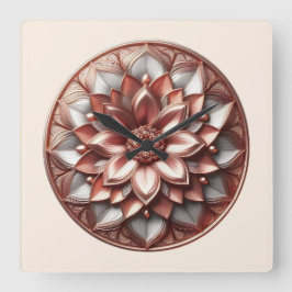 mandala stijl ornament, zacht rood vierkante klok