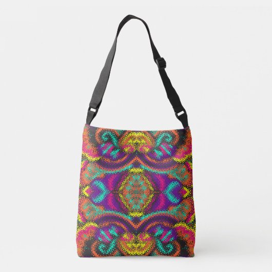 Mandala stijl waterverf meerdere kleuren patroon crossbody tas (Achterkant)
