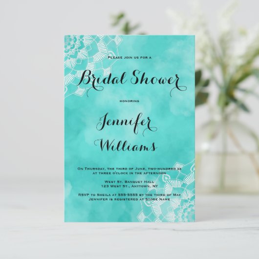 Mandala strand bruids douche uitnodigingen (Staand voorkant)