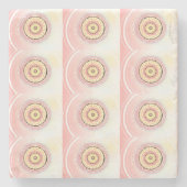 Mandala Style Art Design Roze en Geel Stenen Onderzetter (Voorkant)
