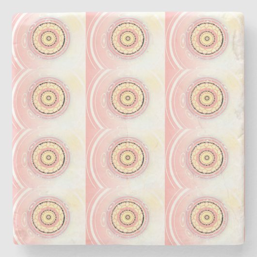 Mandala Style Art Design Roze en Geel Stenen Onderzetter (Voorkant)