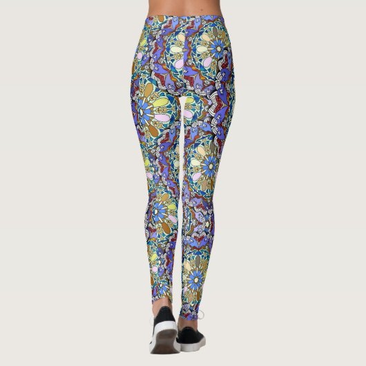 Mandala Style Doodle Art Lagen Leggings (Achterkant)