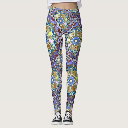 Mandala Style Doodle Art Lagen Leggings (Voorkant)