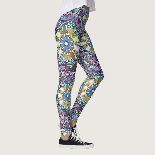 Mandala Style Doodle Art Lagen Leggings (Rechts)