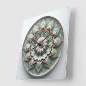 mandala style ornament soft green vierkante klok (Hoek)