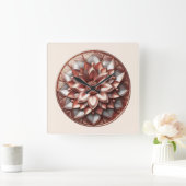 mandala style ornament, soft red vierkante klok (Huis)