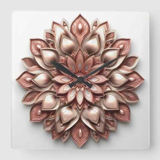 mandala style ornament vierkante klok (Voorkant)