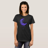 Mandala Style Paars Crescent Moon Watchful Eye T-shirt (Voorkant volledig)