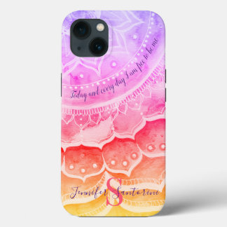Mandala Sunset Monogrammed Waterverf iPhone case