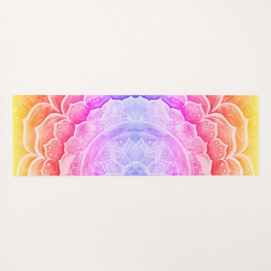 Mandala Sunset Monogrammed Waterverven Yoga Mat (Achterkant (horizontaal))