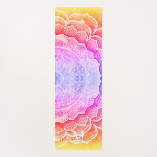Mandala Sunset Monogrammed Waterverven Yoga Mat (Voorkant)