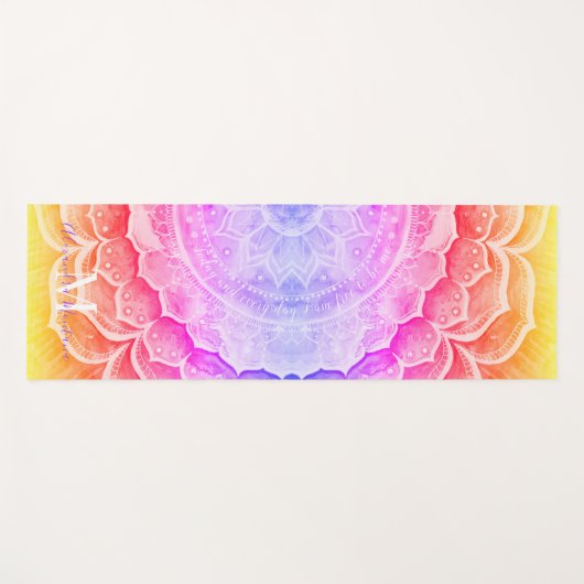 Mandala Sunset Monogrammed Waterverven Yoga Mat (Voorkant (horizontaal))
