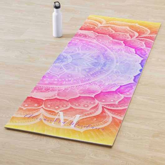 Mandala Sunset Monogrammed Waterverven Yoga Mat (In situ)
