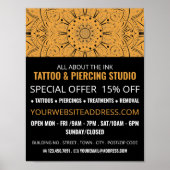 Mandala Symbool, Tatoeage & Body Piercing Studio Poster (Voorkant)