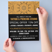 Mandala Symbool, Tattoo & body Piercing Studio Flyer (Hand)