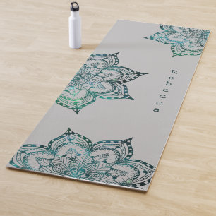 Mandala Teal en Grey Persoonlijke Yoga Mat