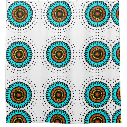 Mandala Tealbaan Douchegordijn (Voorkant)